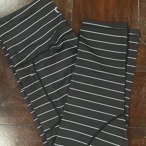Zyia Black & White Striped Leggings